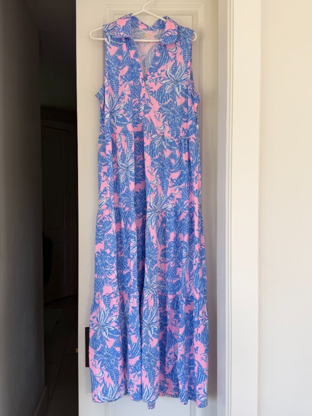 LILLY PULITZER~Size L~NWOT~Riegan Maxi Dress Conch Shell Pink Up Scale